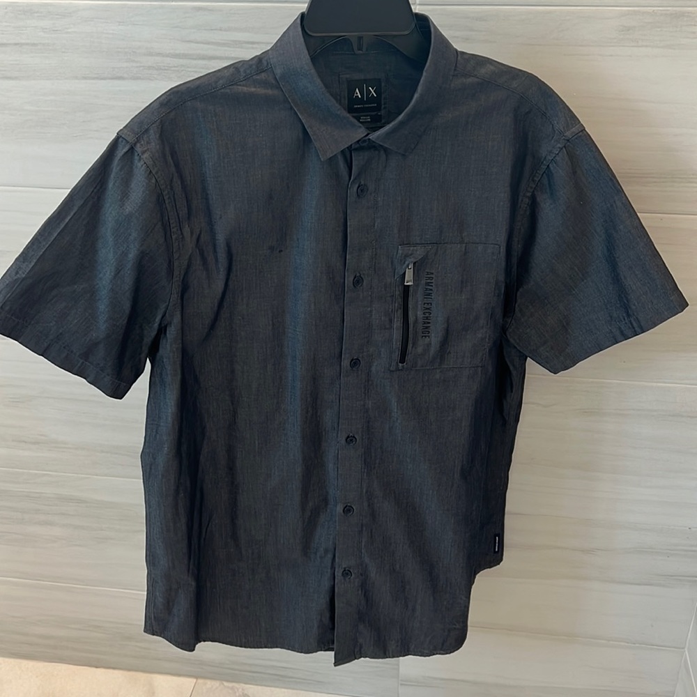 Mens Armani Exchange Regular Short Sleeve Button Down Shirt Size XL